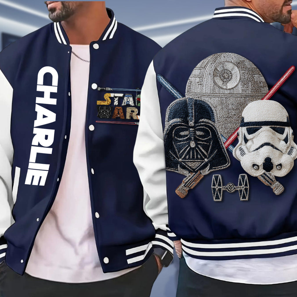 Personalized Varsity Jacket with Custom Name Star Wars Design Varsity Jacket GradoCreations