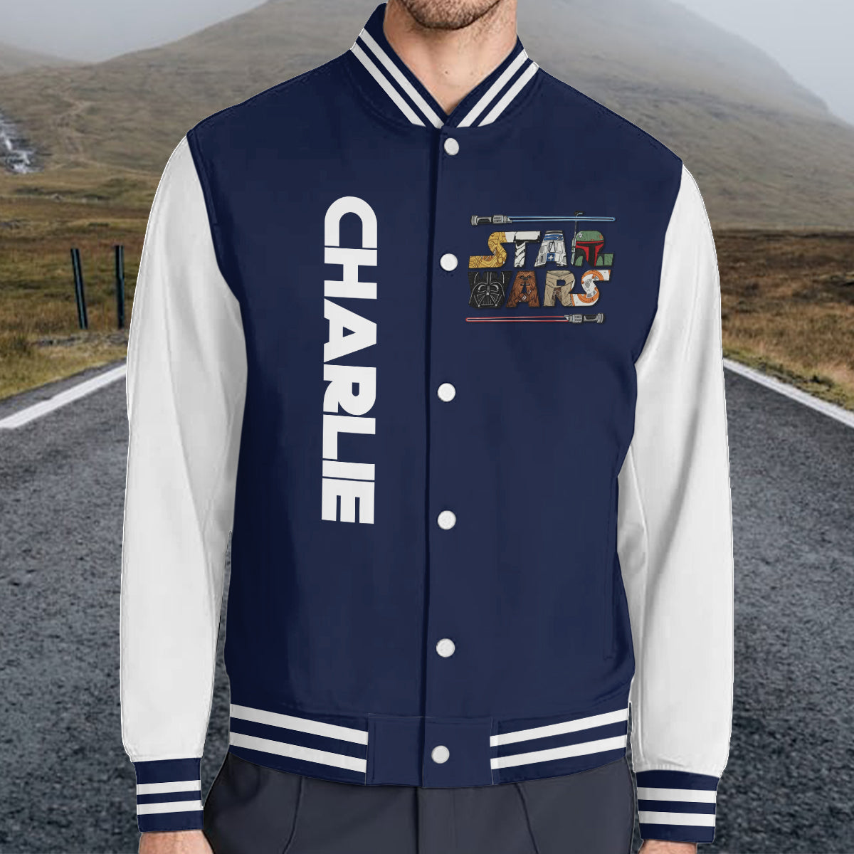 Personalized Varsity Jacket with Custom Name Star Wars Design Varsity Jacket GradoCreations