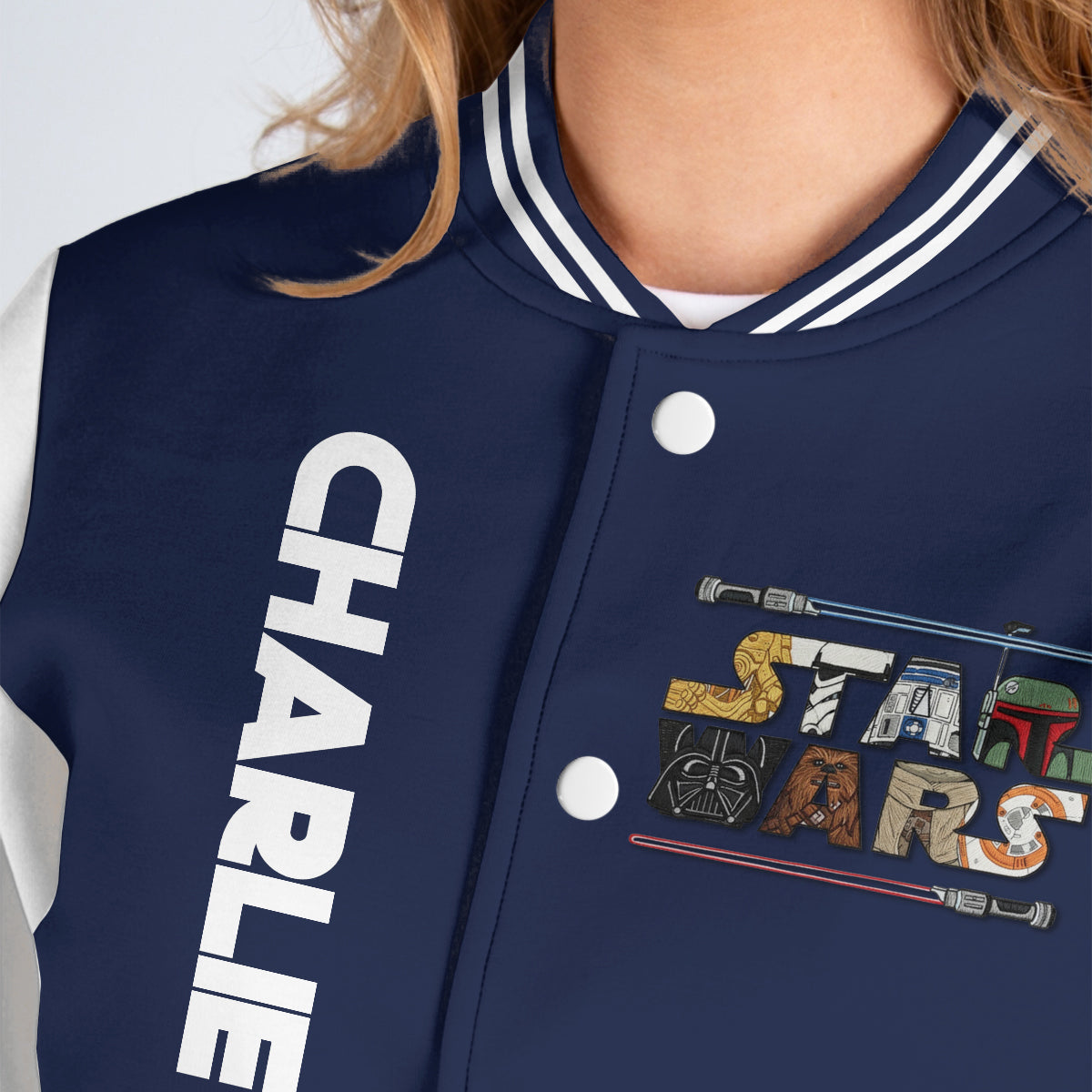Personalized Varsity Jacket with Custom Name Star Wars Design Varsity Jacket GradoCreations