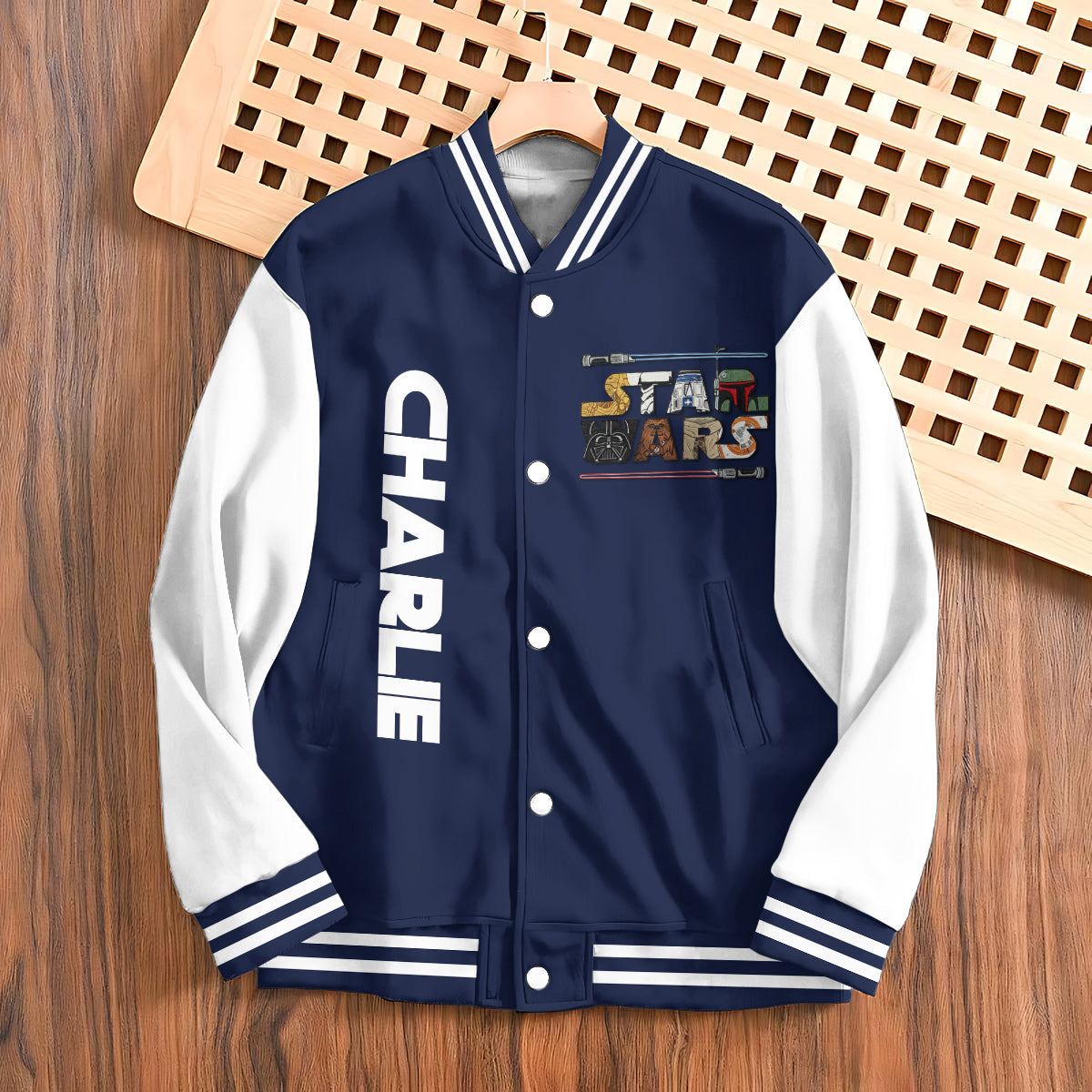 Personalized Varsity Jacket with Custom Name Star Wars Design Varsity Jacket GradoCreations
