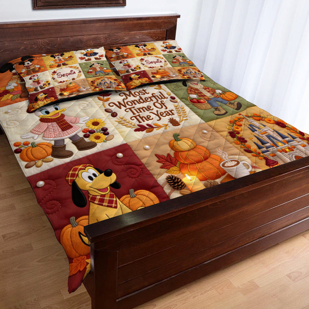 Personalized Fall Mouse Quilt Set Custom Name Gift for Kids Quilt Set GradoCreations