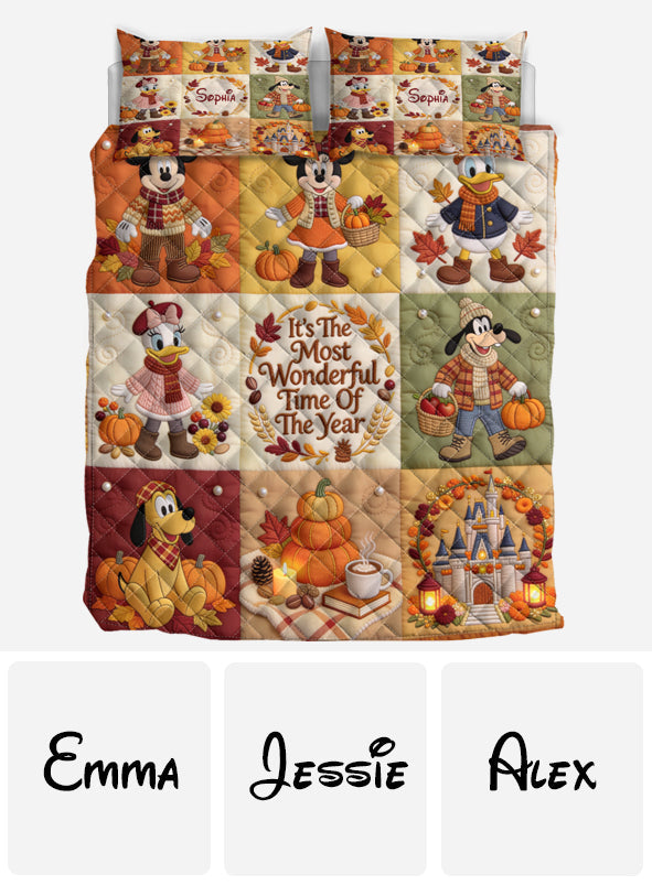 Personalized Fall Mouse Quilt Set Custom Name Gift for Kids Quilt Set GradoCreations