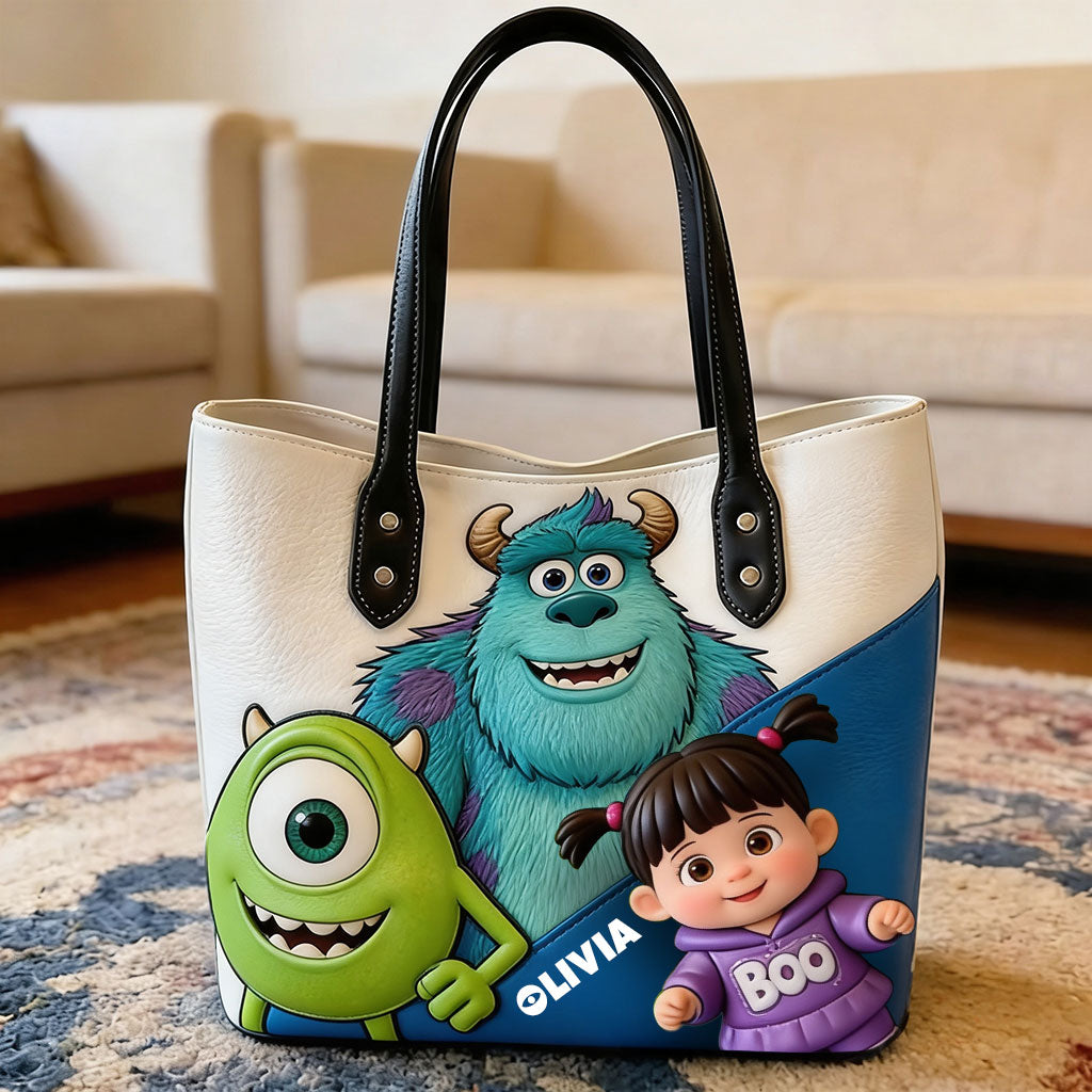 Personalized Cute Monsters Tote Bag Custom Name Gift for Kids Tote Bag GradoCreations