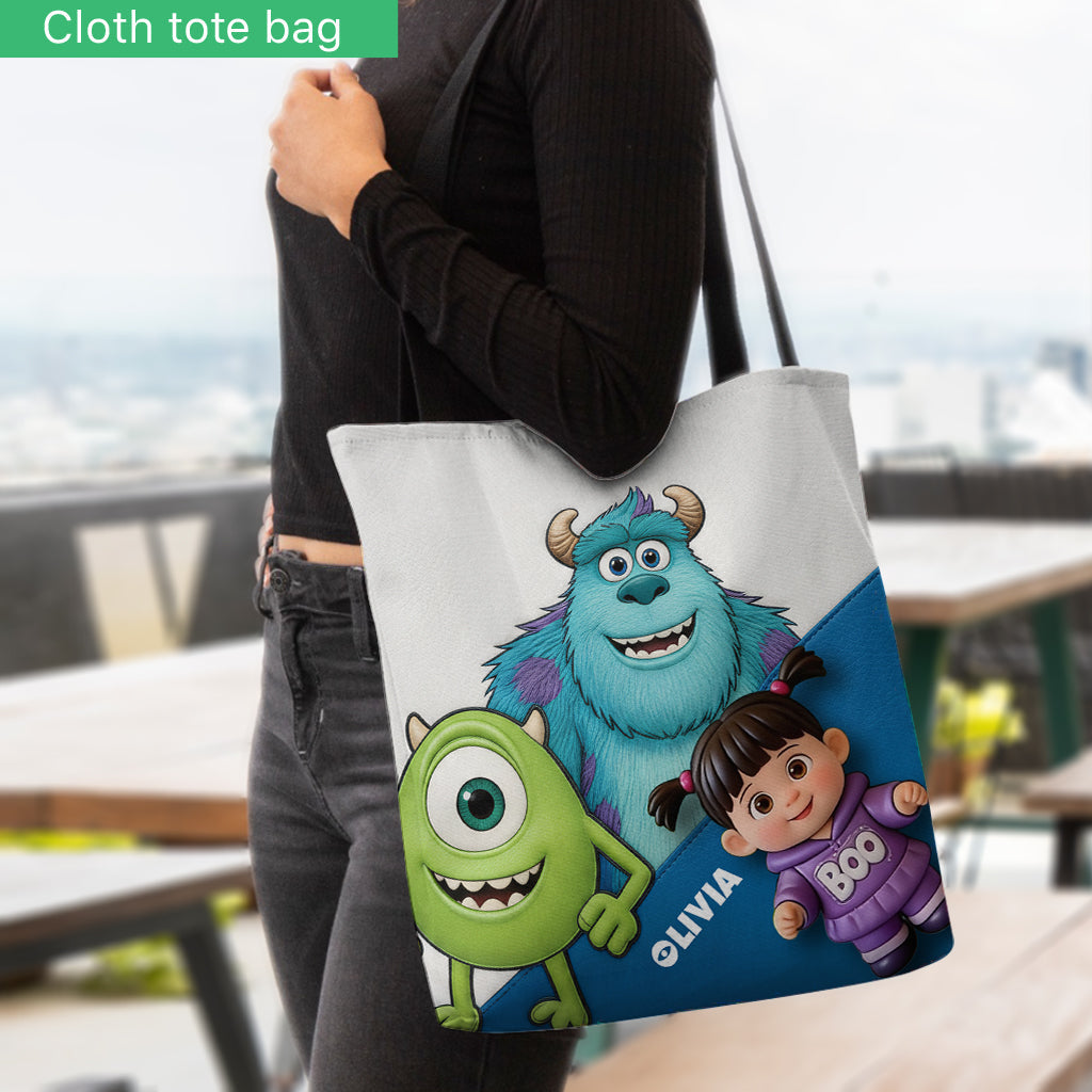 Personalized Cute Monsters Tote Bag Custom Name Gift for Kids Tote Bag GradoCreations
