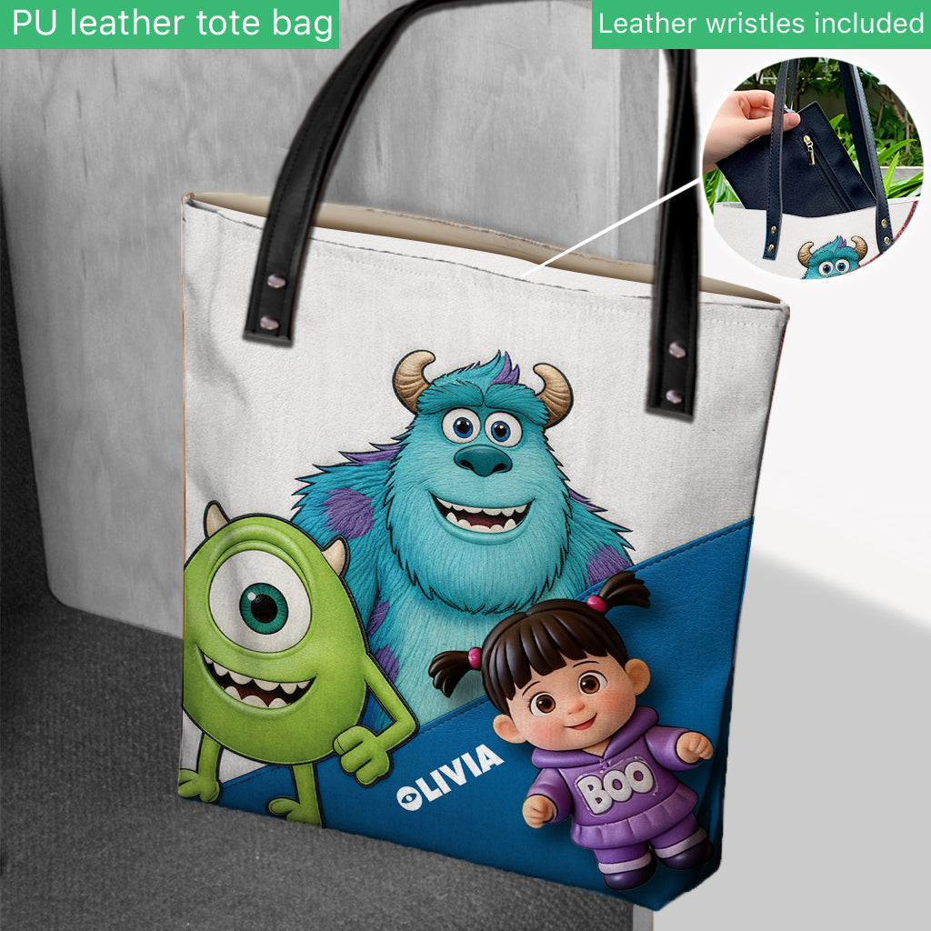 Personalized Cute Monsters Tote Bag Custom Name Gift for Kids Tote Bag GradoCreations