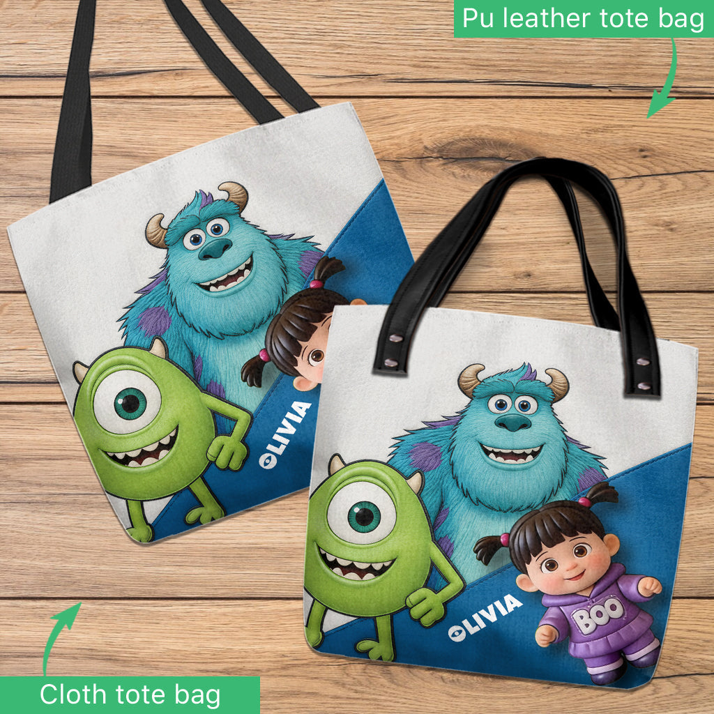 Personalized Cute Monsters Tote Bag Custom Name Gift for Kids Tote Bag GradoCreations