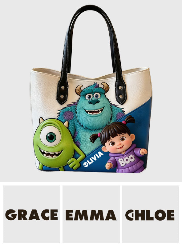 Personalized Cute Monsters Tote Bag Custom Name Gift for Kids Tote Bag GradoCreations