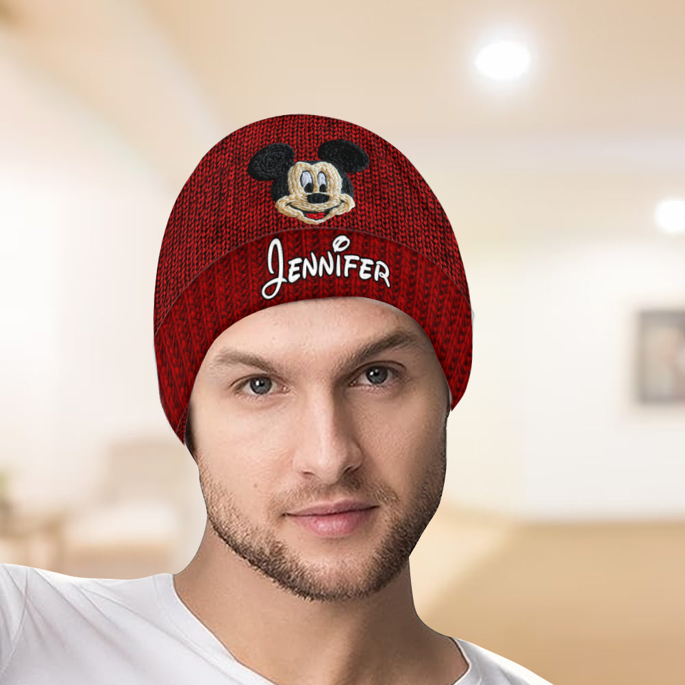 Personalized 3D Mouse Beanie Hat for Kids Custom Name Gift Knitted Beanie Hat and Scarf Set GradoCreations