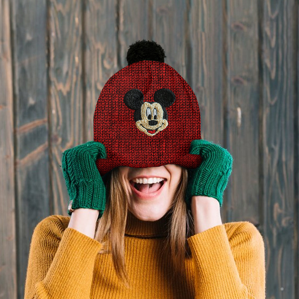 Personalized 3D Mouse Beanie Hat for Kids Custom Name Gift Knitted Beanie Hat and Scarf Set GradoCreations