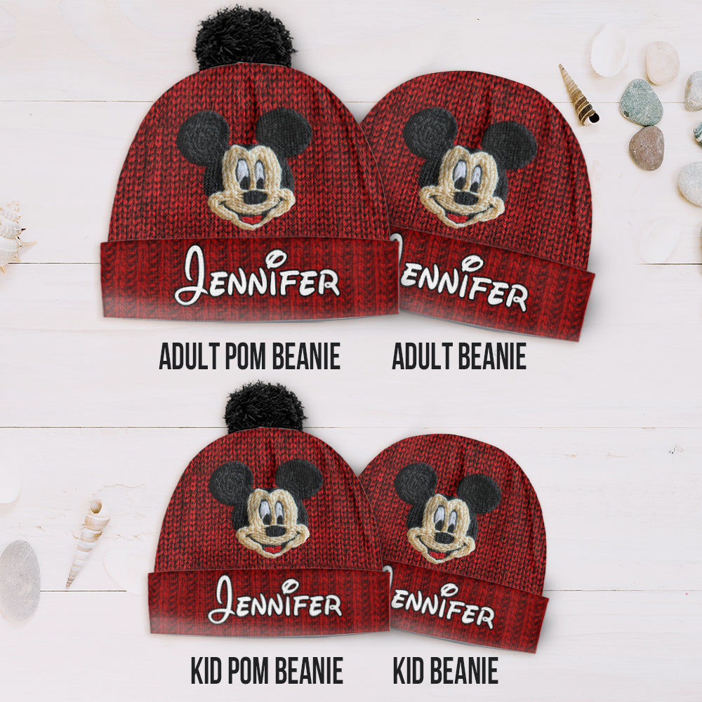 Personalized 3D Mouse Beanie Hat for Kids Custom Name Gift Knitted Beanie Hat and Scarf Set GradoCreations