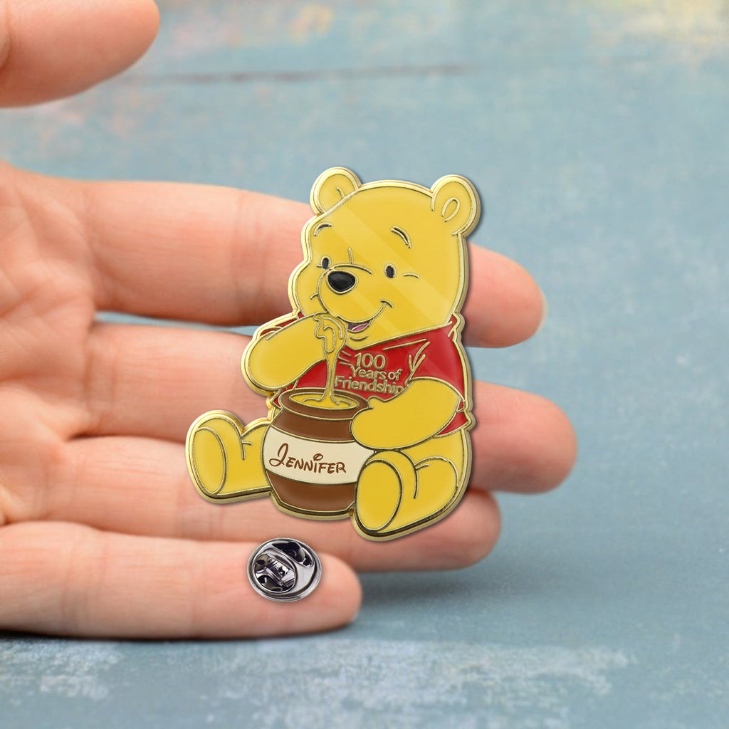 Personalized Honey Bear Enamel Pin Custom Name Gift Acrylic Enamel Pin GradoCreations