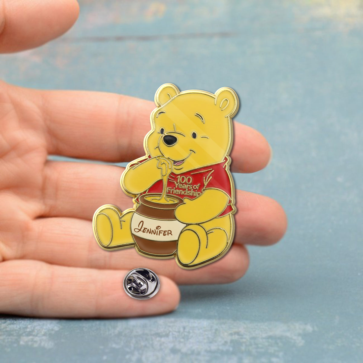 Personalized Honey Bear Enamel Pin Custom Name Gift Acrylic Enamel Pin GradoCreations