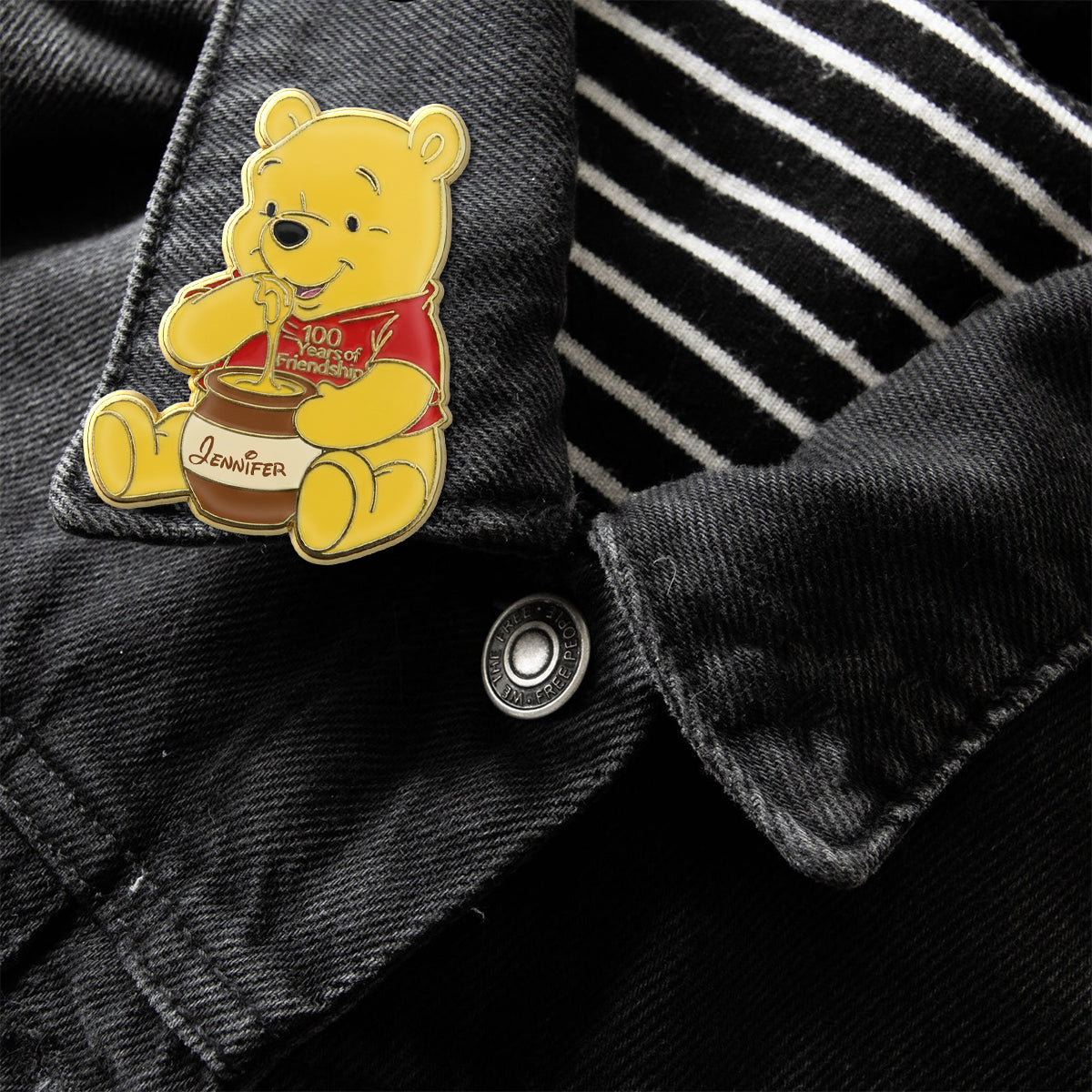Personalized Honey Bear Enamel Pin Custom Name Gift Acrylic Enamel Pin GradoCreations