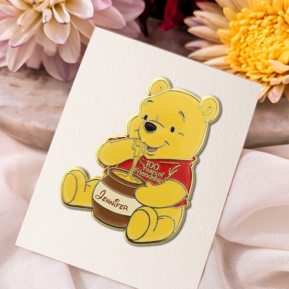 Personalized Honey Bear Enamel Pin Custom Name Gift Acrylic Enamel Pin GradoCreations