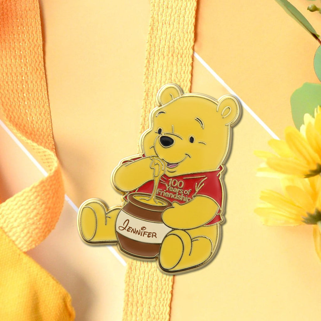 Personalized Honey Bear Enamel Pin Custom Name Gift Acrylic Enamel Pin GradoCreations