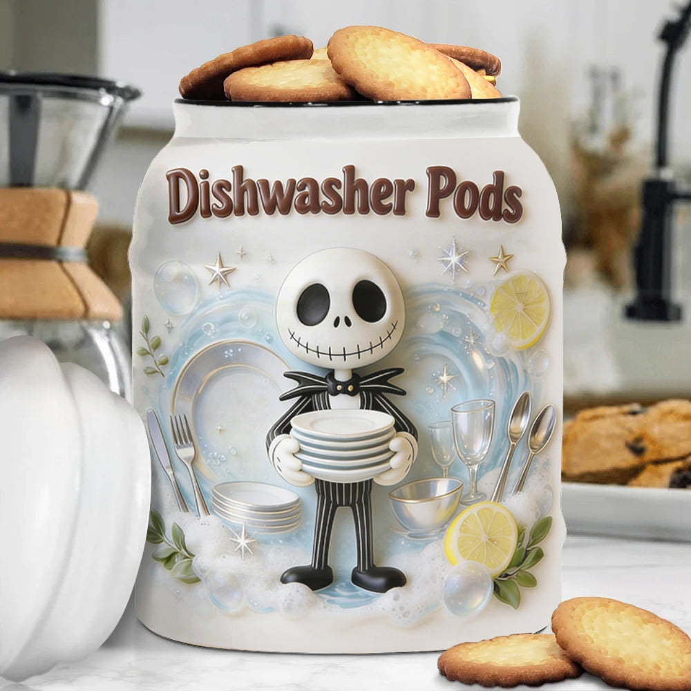 Personalized Ceramic Dishwasher Pod Container with Custom Name Cookie Jar GradoCreations
