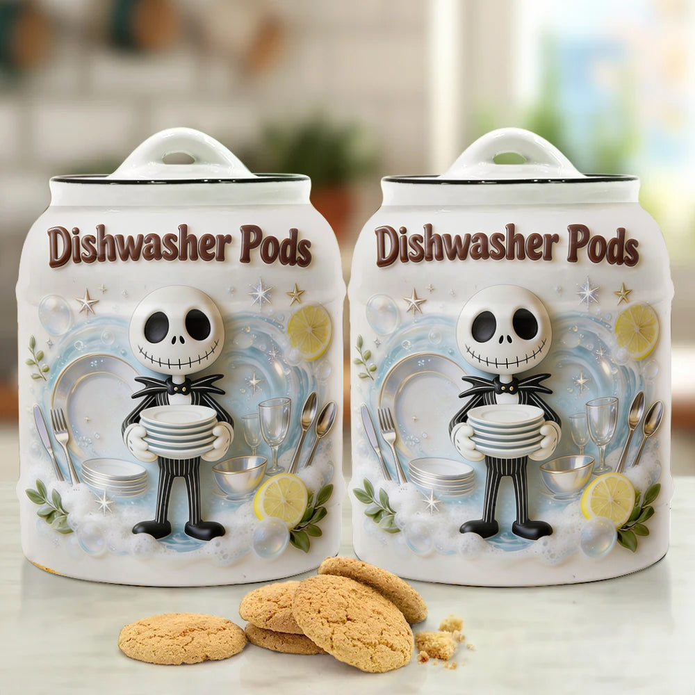Personalized Ceramic Dishwasher Pod Container with Custom Name Cookie Jar GradoCreations