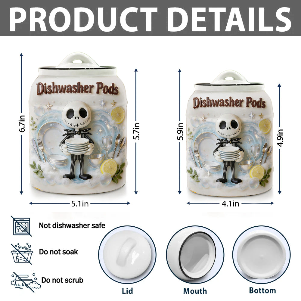 Personalized Ceramic Dishwasher Pod Container with Custom Name Cookie Jar GradoCreations