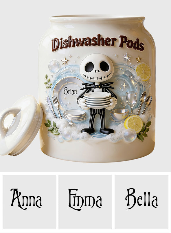 Personalized Ceramic Dishwasher Pod Container with Custom Name Cookie Jar GradoCreations
