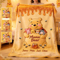 Personalized Mama Bear Yellow Blanket Custom Names for Mom Blanket GradoCreations