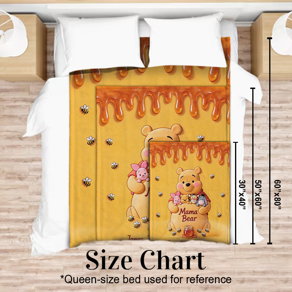 Personalized Mama Bear Yellow Blanket Custom Names for Mom Blanket GradoCreations