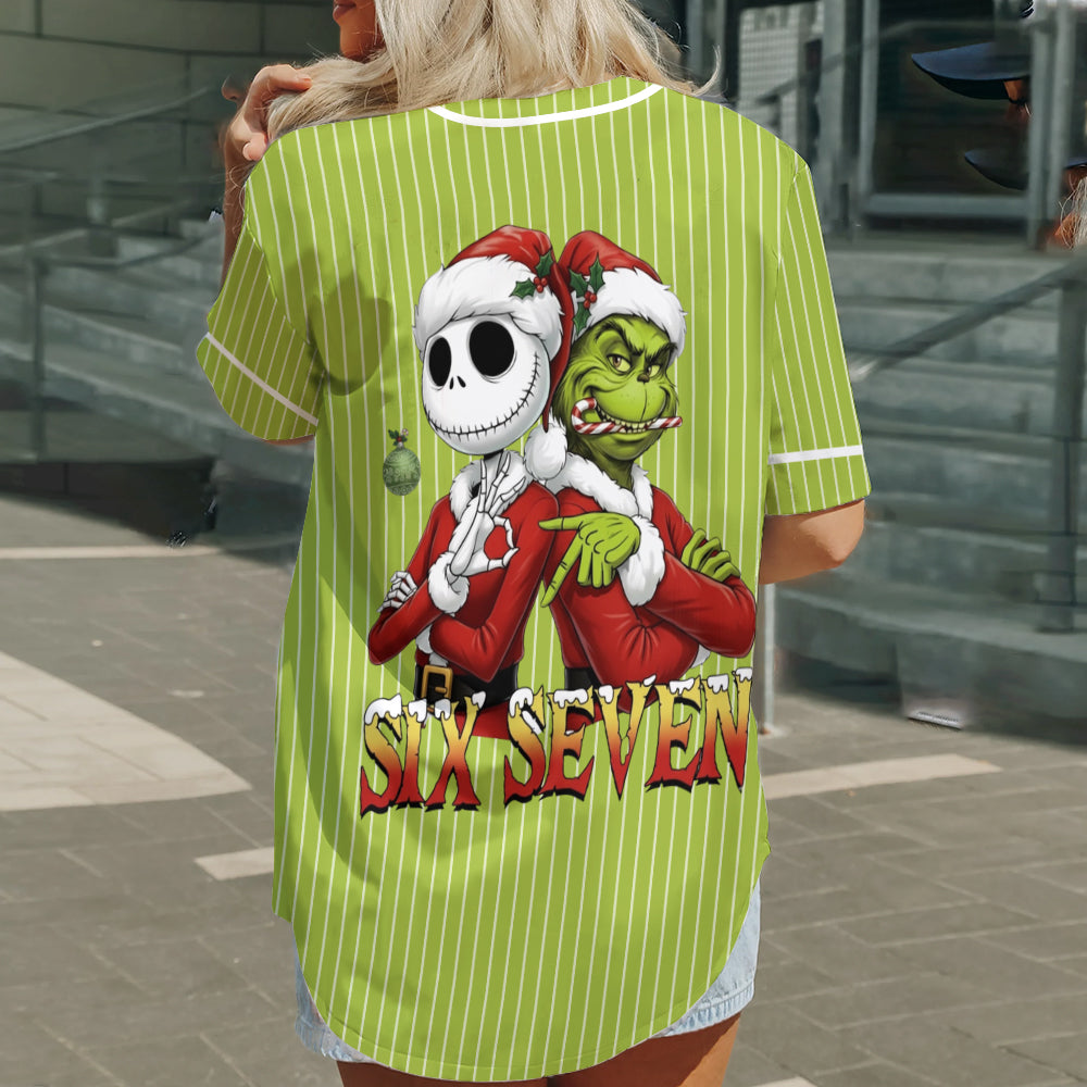 Personalized Christmas Baseball Jersey Grinch Design for Kids Baseball Jersey GradoCreations