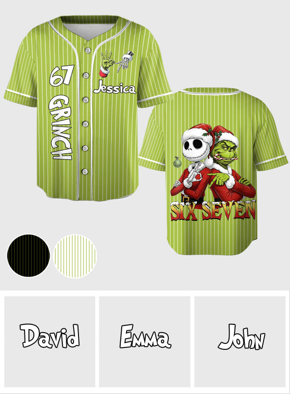 Personalized Christmas Baseball Jersey Grinch Design for Kids Baseball Jersey GradoCreations