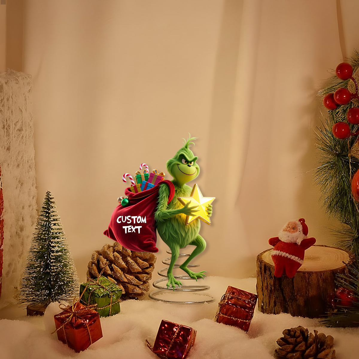 Personalized LED Light Christmas Tree Topper Customizable Gift LED Light Tree Topper GradoCreations