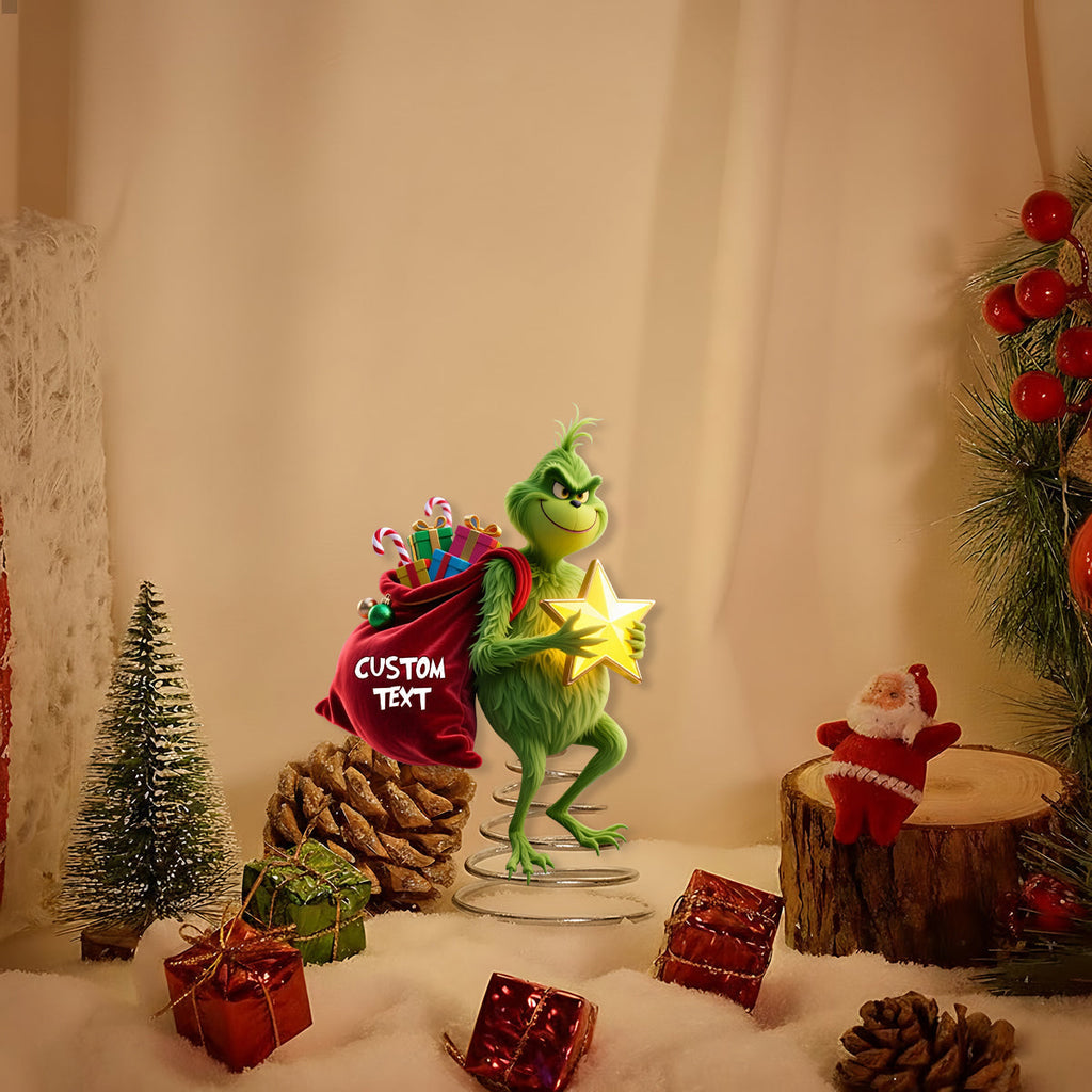 Custom Name LED Light Christmas Tree Topper Grinch Gift LED Light Tree GradoCreations