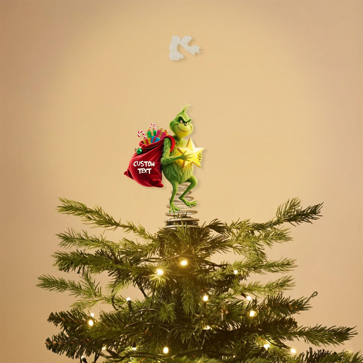Custom Name LED Light Christmas Tree Topper Grinch Gift LED Light Tree GradoCreations