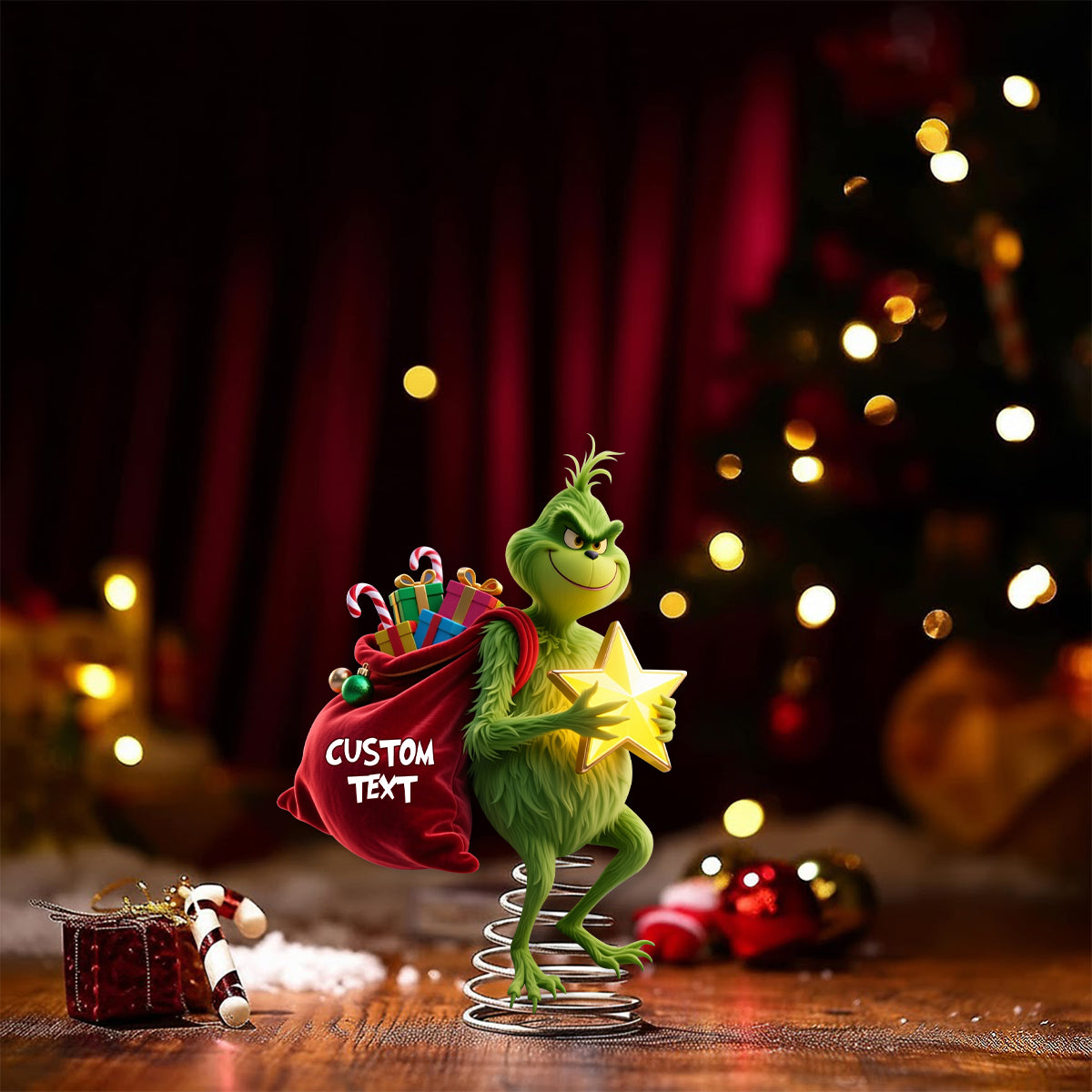 Custom Name LED Light Christmas Tree Topper Grinch Gift LED Light Tree GradoCreations