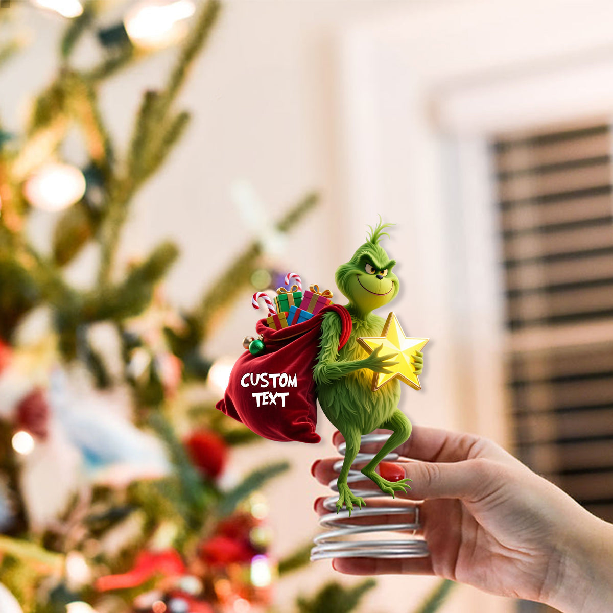 Custom Name LED Light Christmas Tree Topper Grinch Gift LED Light Tree GradoCreations