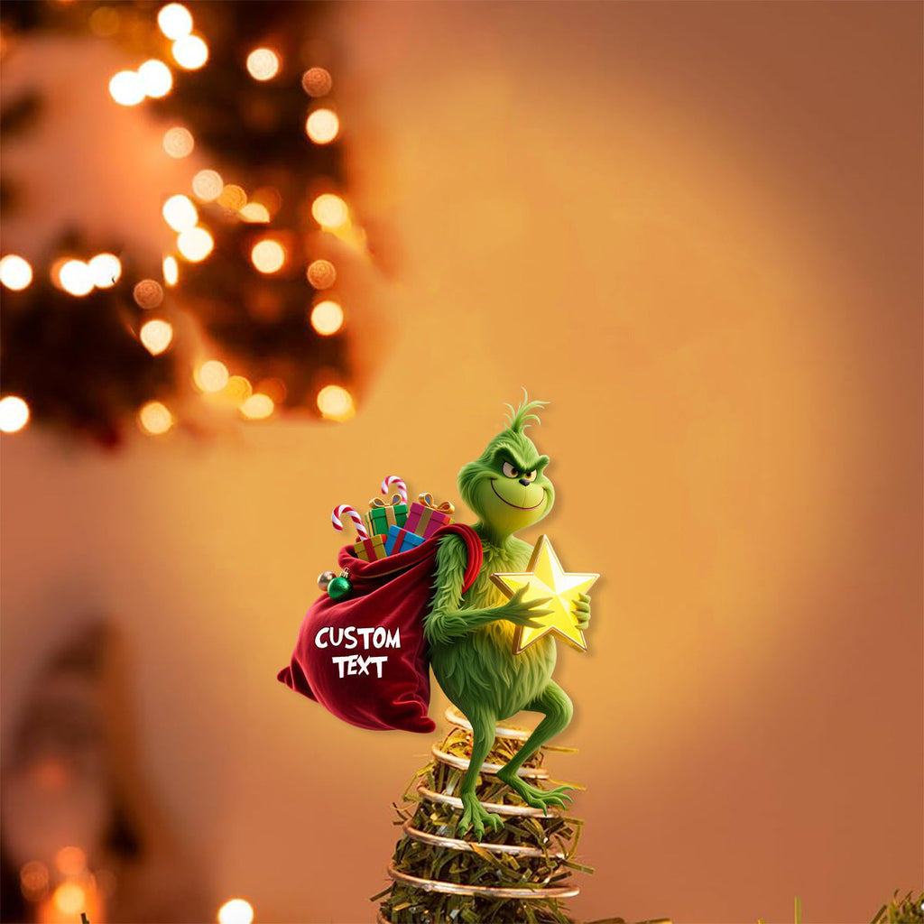 Custom Name LED Light Christmas Tree Topper Grinch Gift LED Light Tree GradoCreations