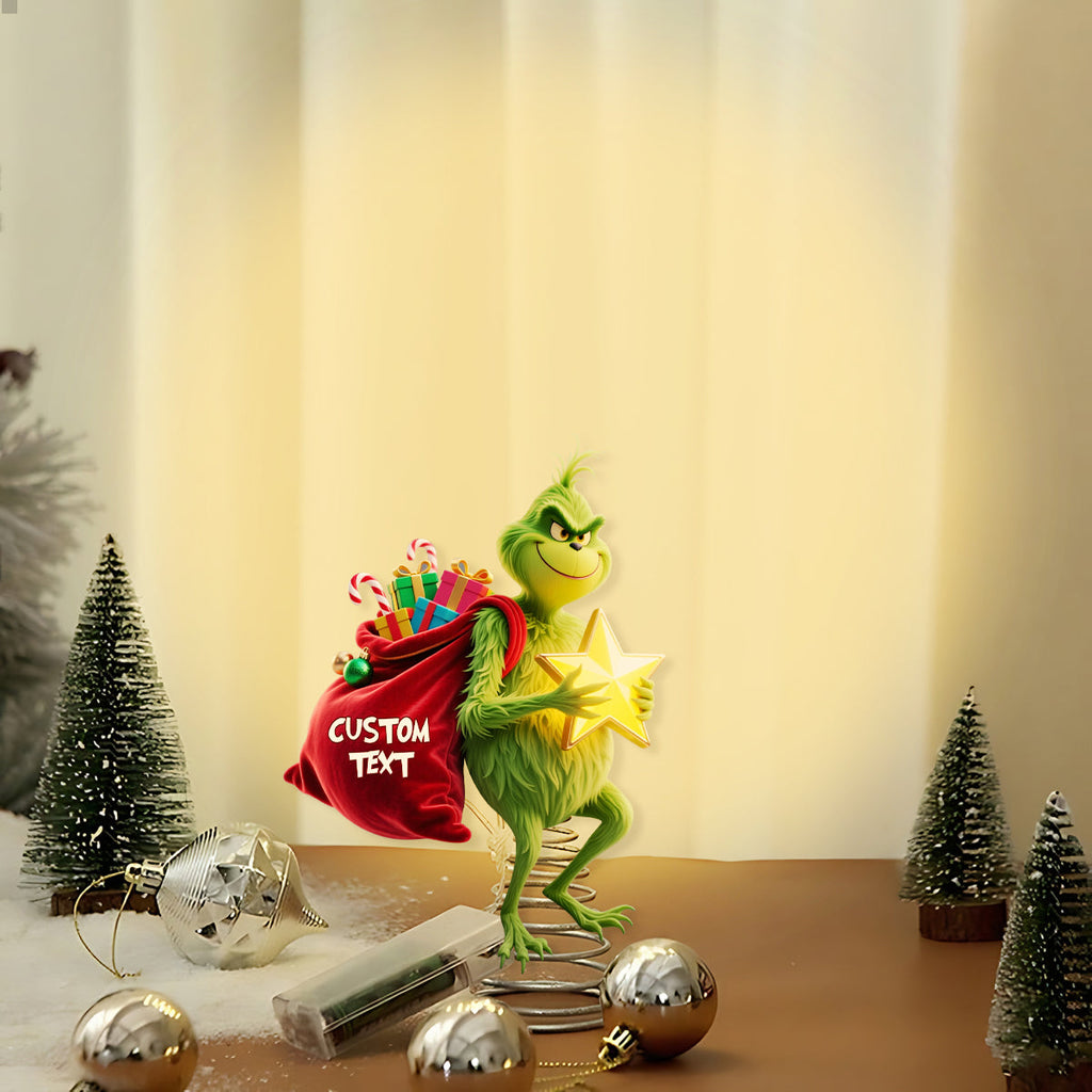 Custom Name LED Light Christmas Tree Topper Grinch Gift LED Light Tree GradoCreations