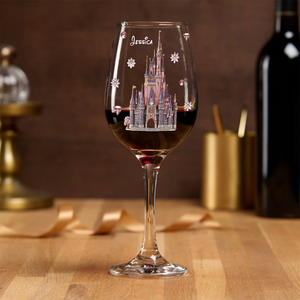 Personalized Wine Glass with Name and Castle Design for Mom Wine Glass With Long Stem GradoCreations