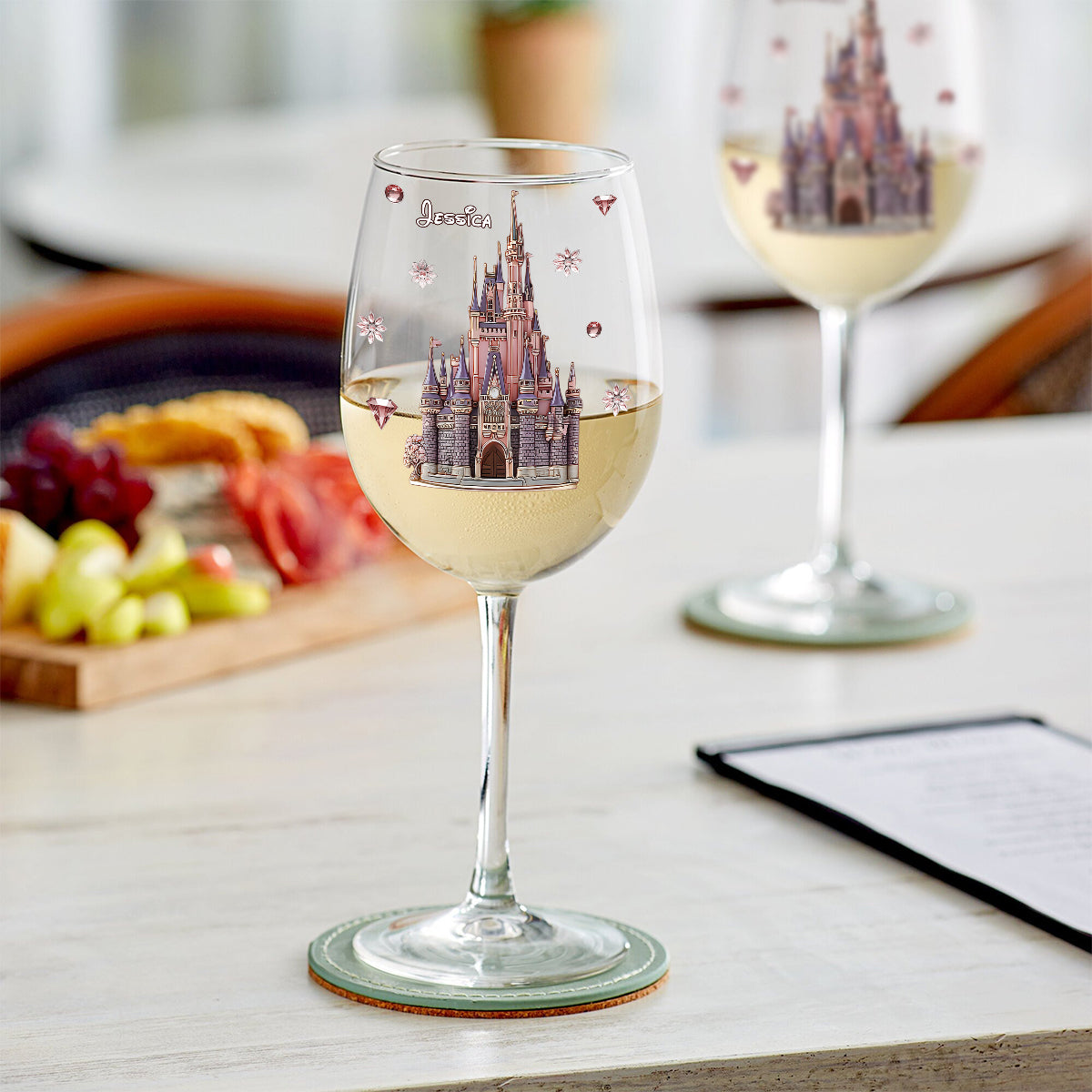 Personalized Wine Glass with Name and Castle Design for Mom Wine Glass With Long Stem GradoCreations