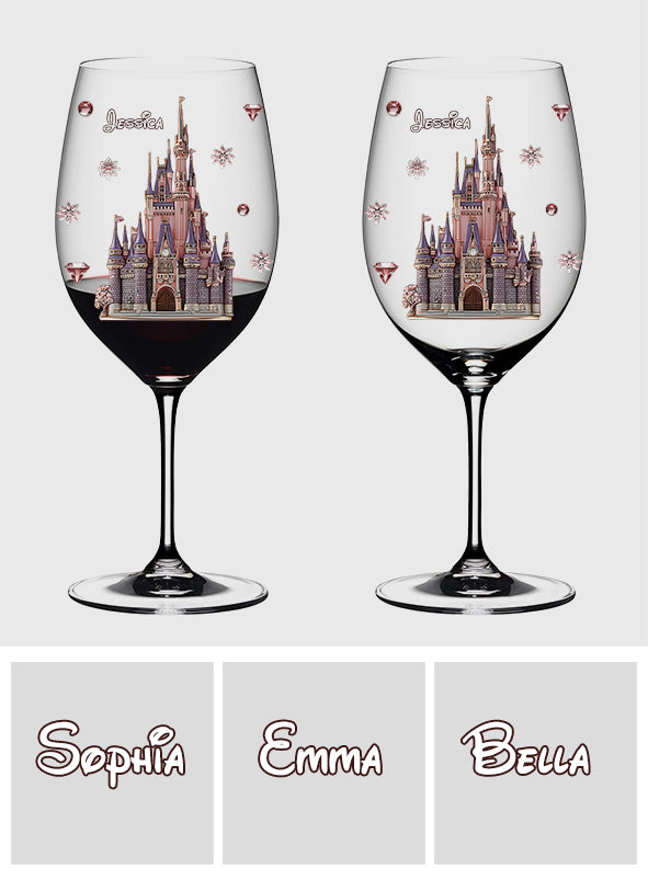 Personalized Wine Glass with Name and Castle Design for Mom Wine Glass With Long Stem GradoCreations