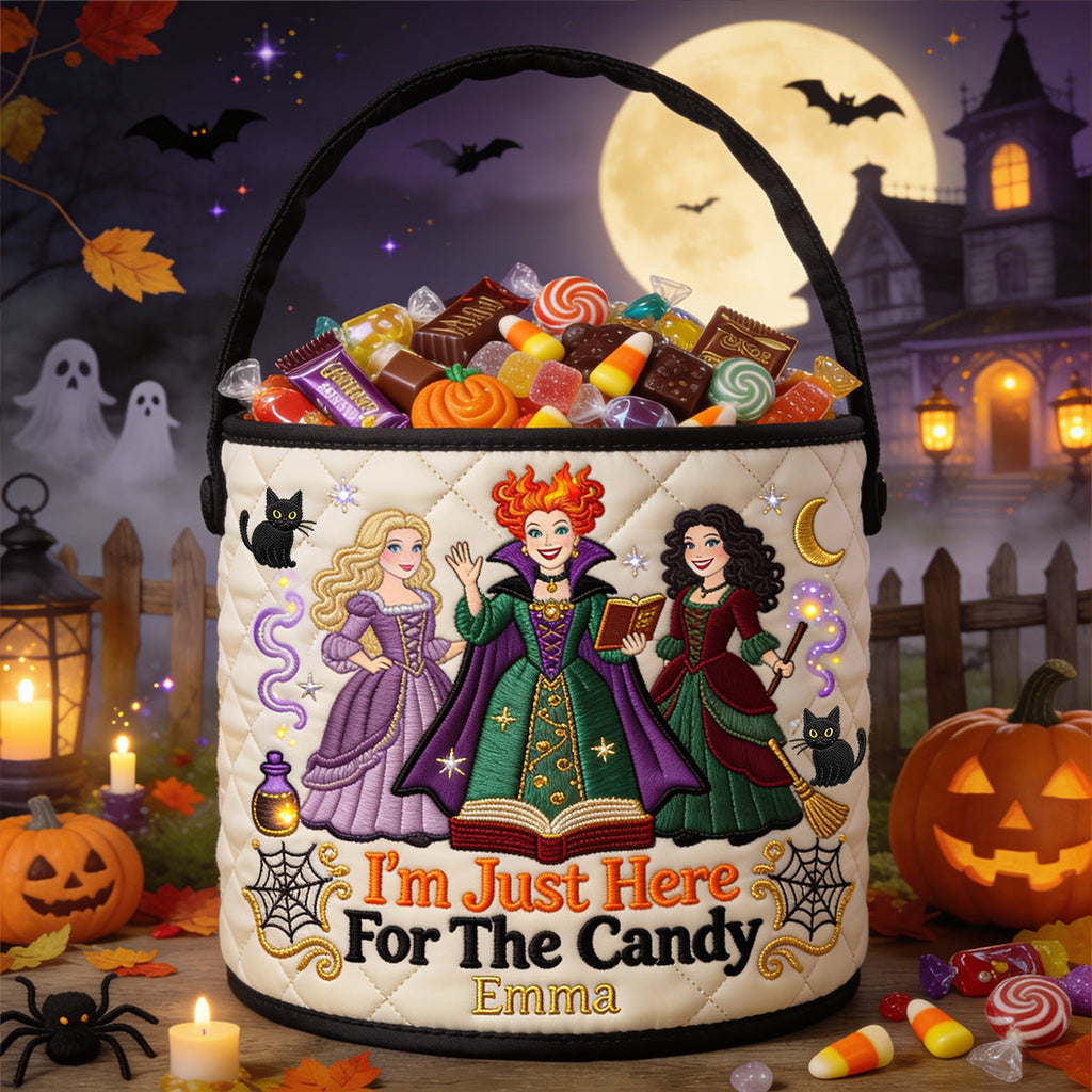 Personalized Halloween Canvas Bucket Bag with Witches Design Canvas Bucket Bag GradoCreations