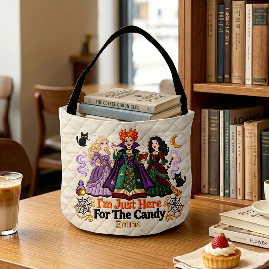 Personalized Halloween Canvas Bucket Bag with Witches Design Canvas Bucket Bag GradoCreations