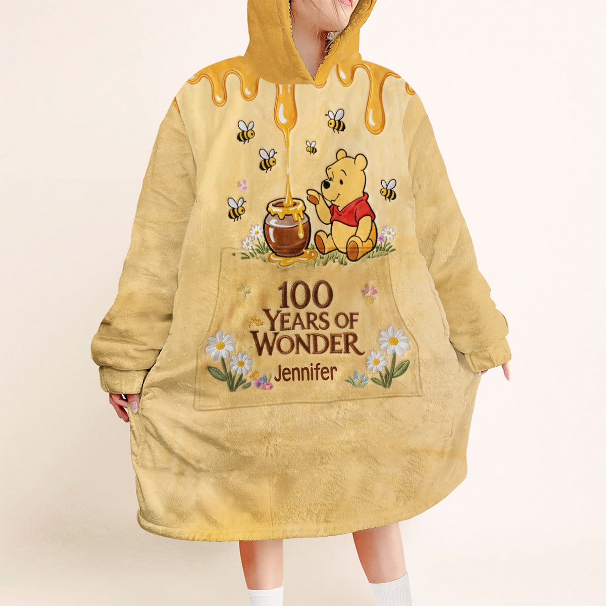 Personalized 100 Years Of Wonder Blanket Hoodie for Kids Blanket Hoodie GradoCreations