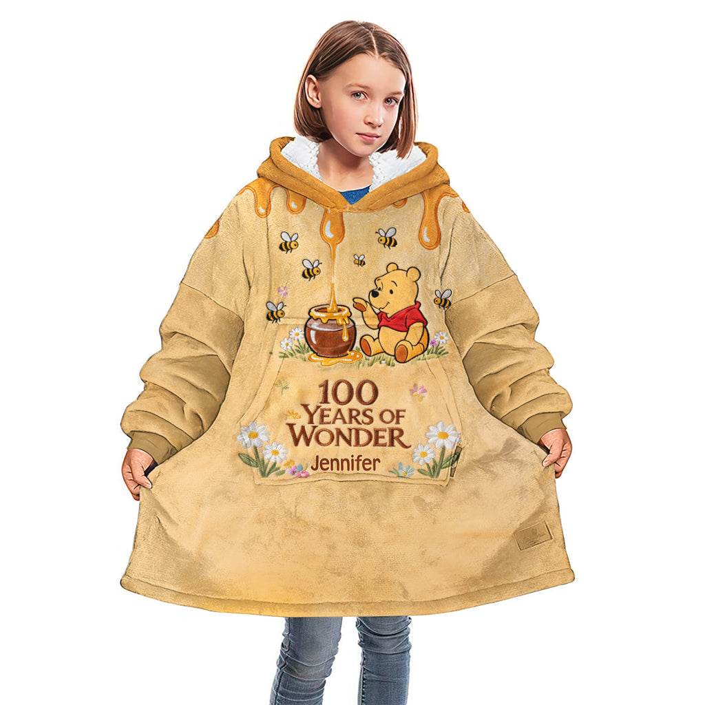 Personalized 100 Years Of Wonder Blanket Hoodie for Kids Blanket Hoodie GradoCreations