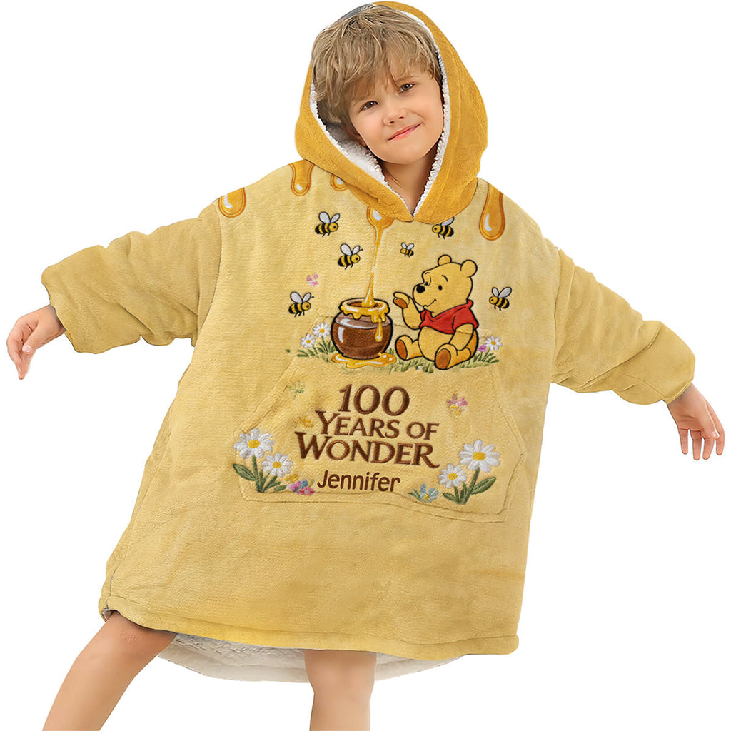 Personalized 100 Years Of Wonder Blanket Hoodie for Kids Blanket Hoodie GradoCreations