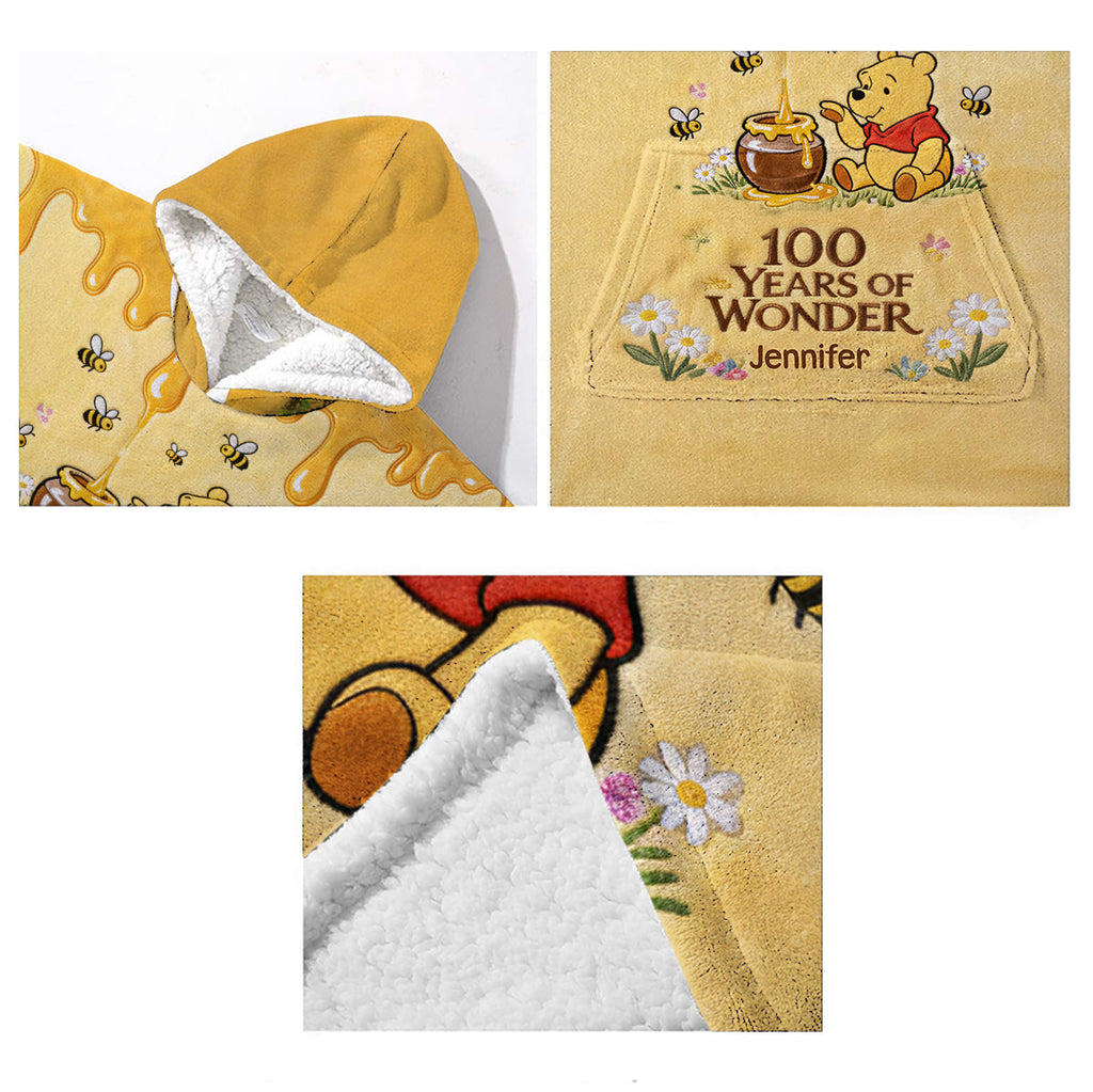 Personalized 100 Years Of Wonder Blanket Hoodie for Kids Blanket Hoodie GradoCreations