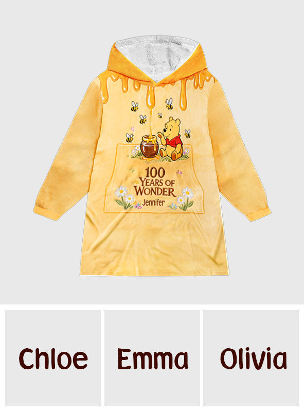 Personalized 100 Years Of Wonder Blanket Hoodie for Kids Blanket Hoodie GradoCreations