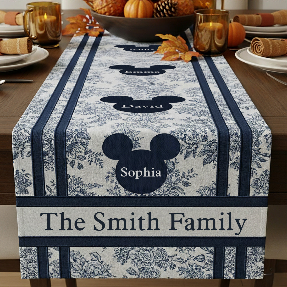 Personalized Fall Table Runner with Family Names for Home Decor Table Runner GradoCreations