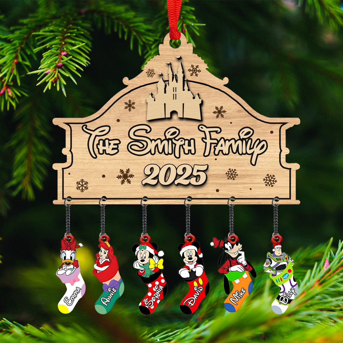 Personalized Family Stocking Ornament with Custom Charms - Holiday Gift Ornament With Charm GradoCreations