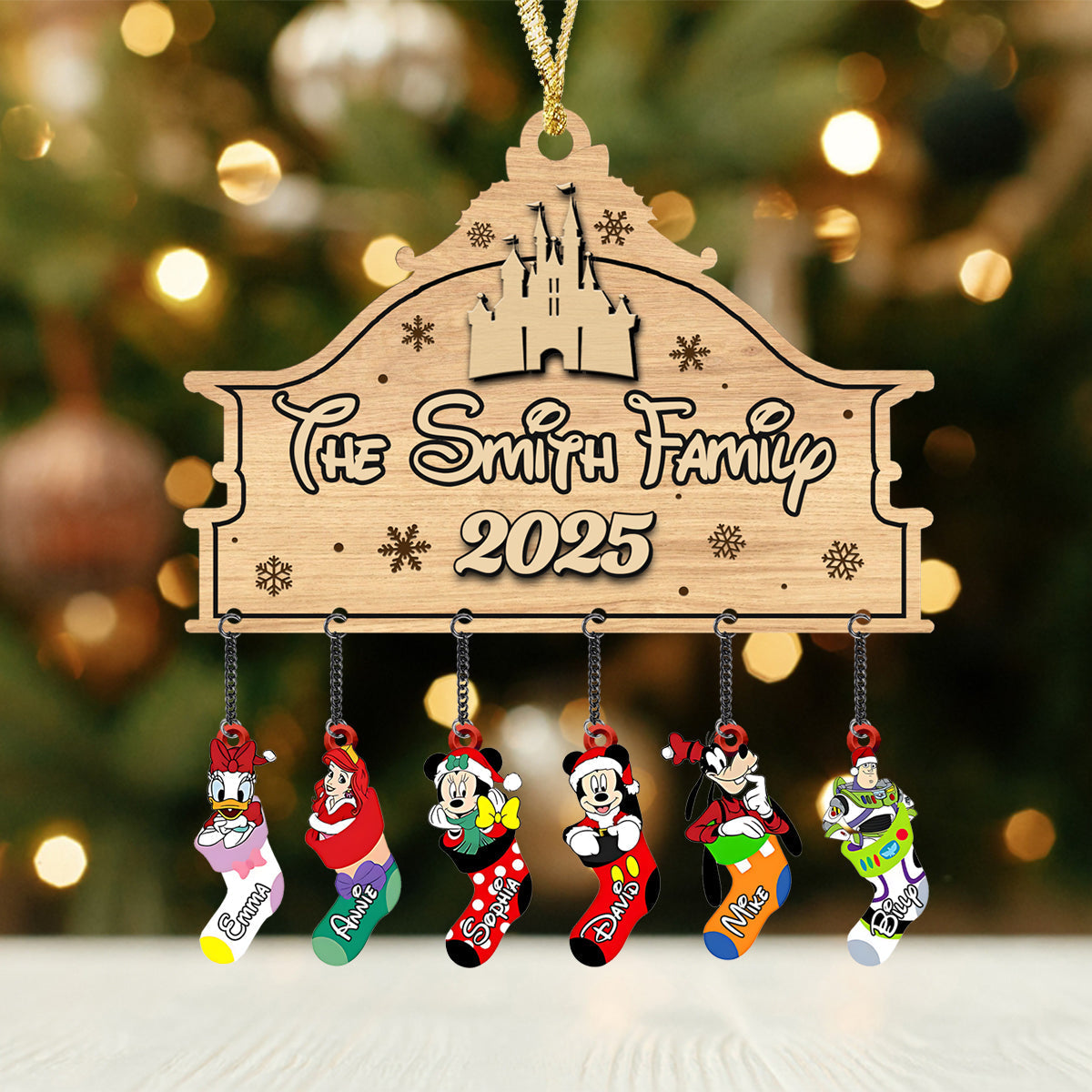 Personalized Family Stocking Ornament with Custom Charms - Holiday Gift Ornament With Charm GradoCreations