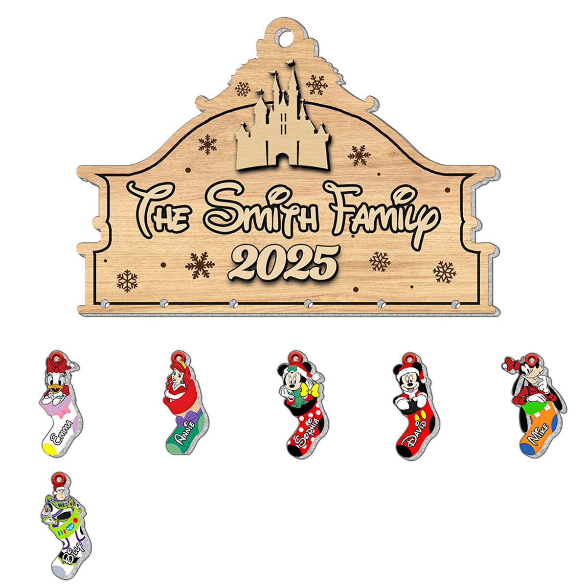 Personalized Family Stocking Ornament with Custom Charms - Holiday Gift Ornament With Charm GradoCreations