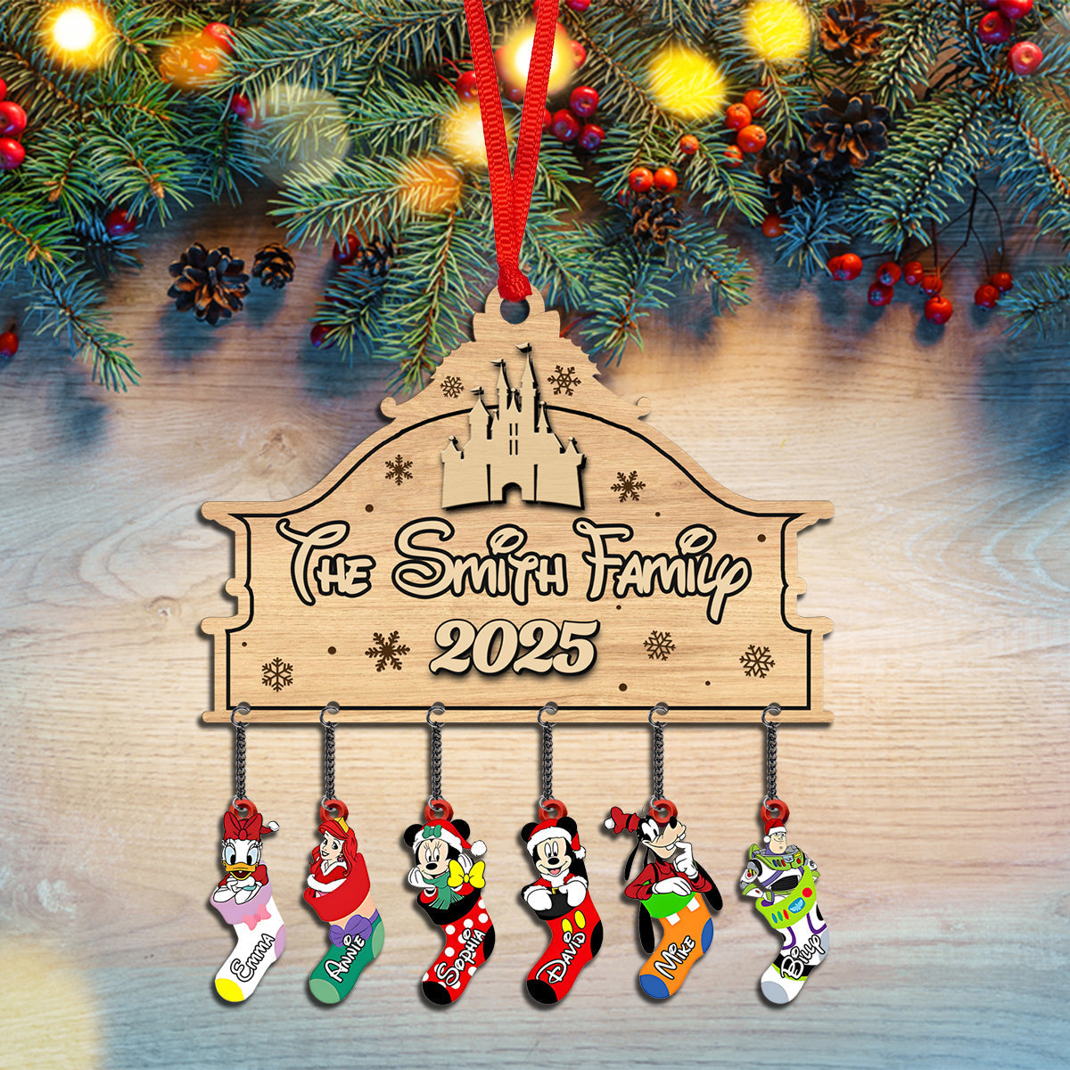 Personalized Family Stocking Ornament with Custom Charms - Holiday Gift Ornament With Charm GradoCreations