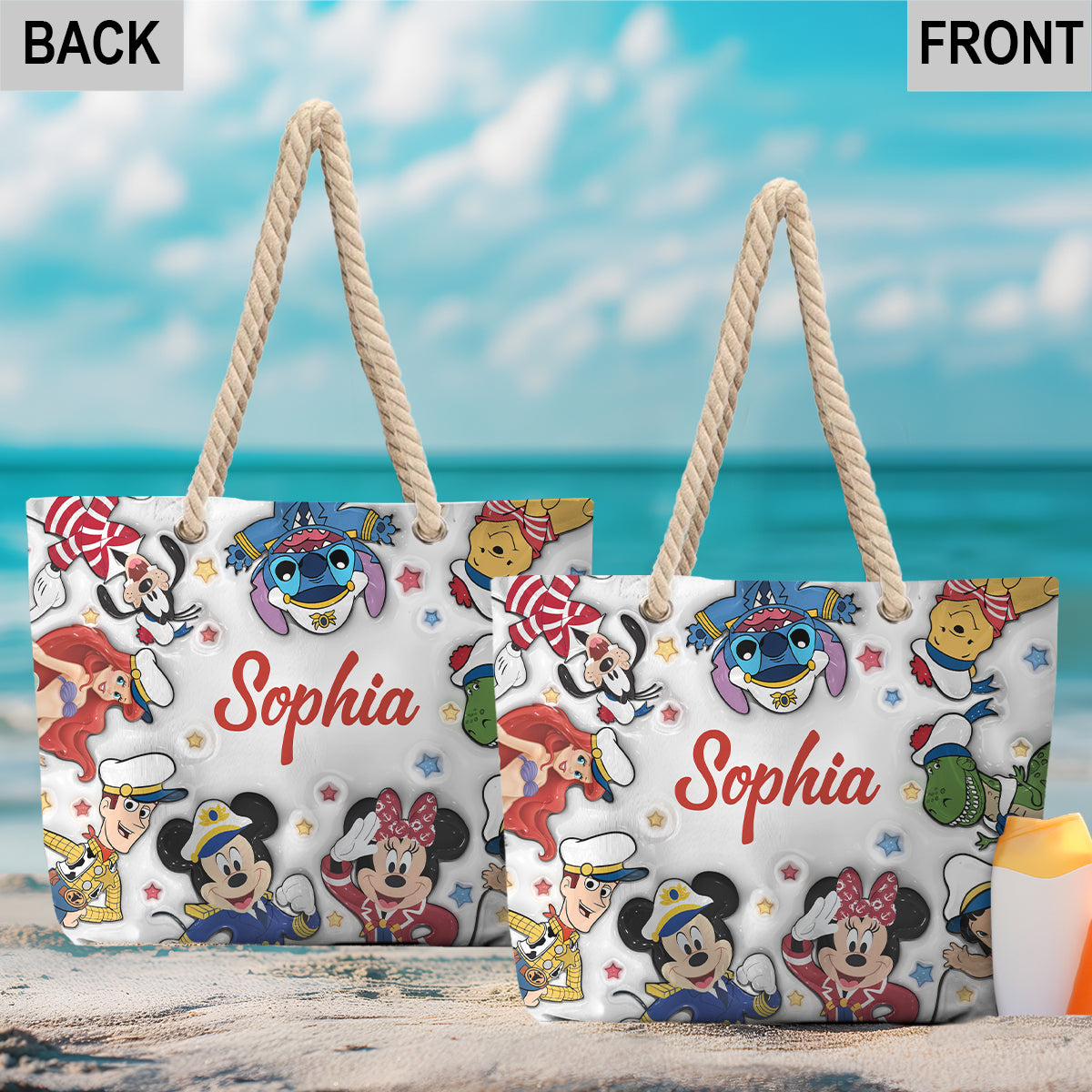Personalized Canvas Beach Bag with Custom Name - Customizable Gift Beach Bag GradoCreations